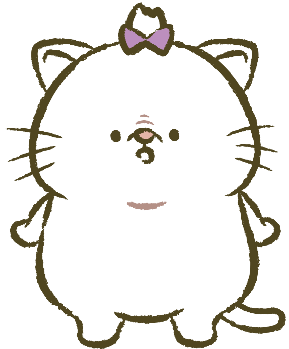 ねことさんの全身が分かる立ち姿のキャラクター紹介画像